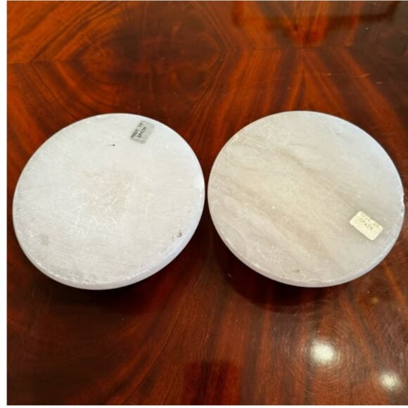 Restoration Hardware White Alabaster Pillar Candle Holders - Set of 2 - Picture 7 of 11